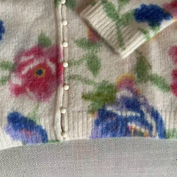 Sezane Teresa Cardigan  S/M/L Monday Pink Cream Kid Mohair Sweater Knit French - Picture 8 of 10